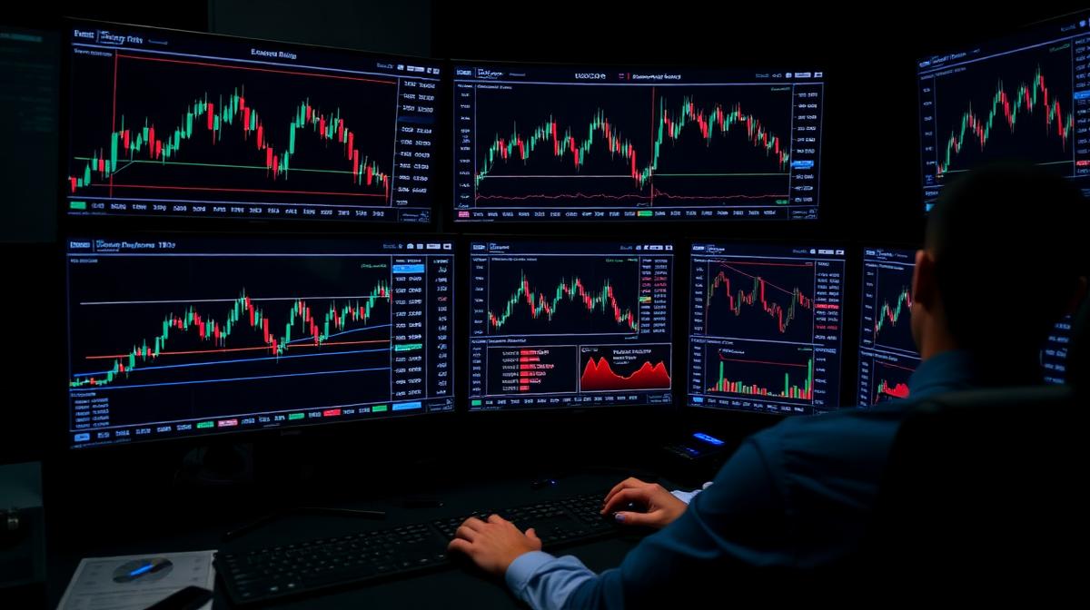 Trader analyzing leverage and margin risk on trading charts