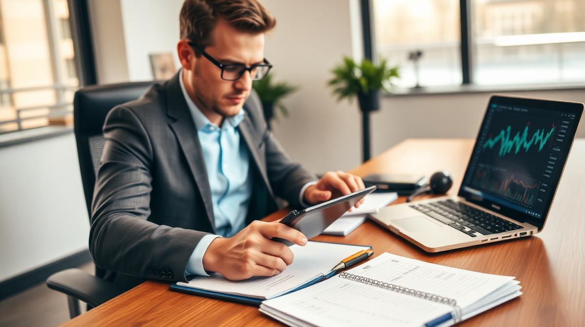 Trader calculating trading capital requirements and risk per trade