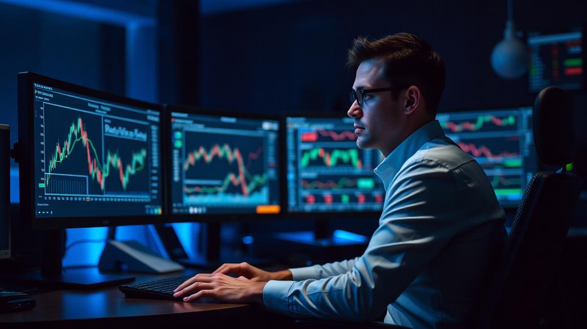 Trader practicing emotional discipline while analyzing financial charts