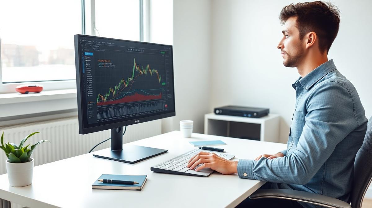 Beginner trader learning how financial markets work on a trading platform