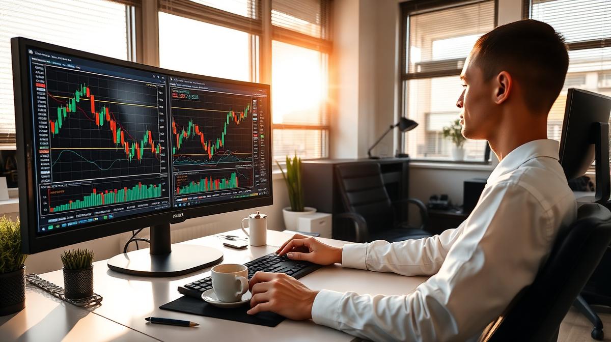 Trader analyzing charts during a structured daily trading routine