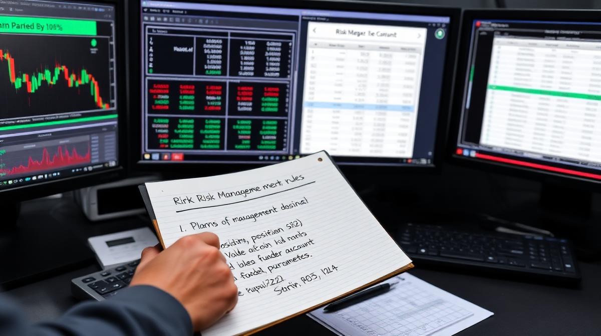 Trader planning risk management rules for a funded trading account